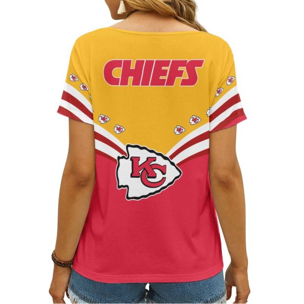 Kansas City Chiefs V-neck Women T-shirt AGCWTS401 - Image 2