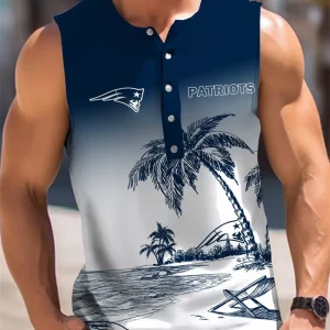 New England Patriots Button Tank Tops Sleeveless Summer Shirt BTSSS138