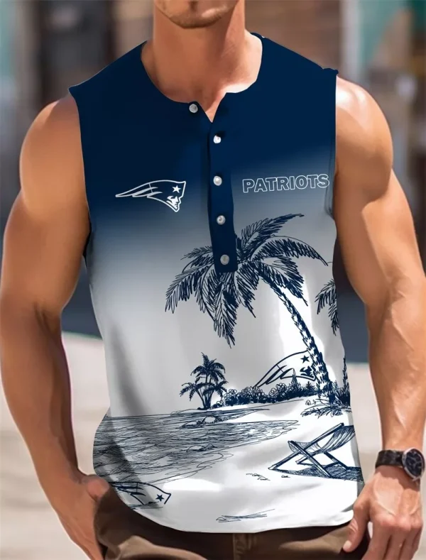 New England Patriots Button Tank Tops Sleeveless Summer Shirt BTSSS138