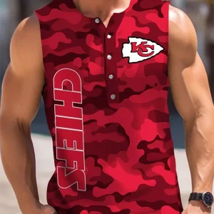 Kansas City Chiefs Button Tank Tops Sleeveless Summer Shirt BTSSS035