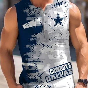 Dallas Cowboys Button Tank Tops Sleeveless Summer Shirt BTSSS008