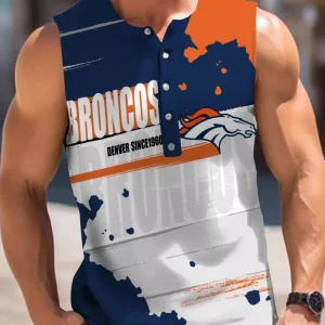 Denver Broncos  Button Tank Tops Sleeveless Summer Shirt BTSSS115