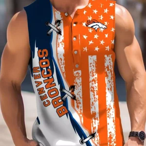 Denver Broncos  Button Tank Tops Sleeveless Summer Shirt BTSSS119