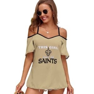 This Girl Loves Her New Orleans Saints Women's Off Shoulder Sling Top S9SST013