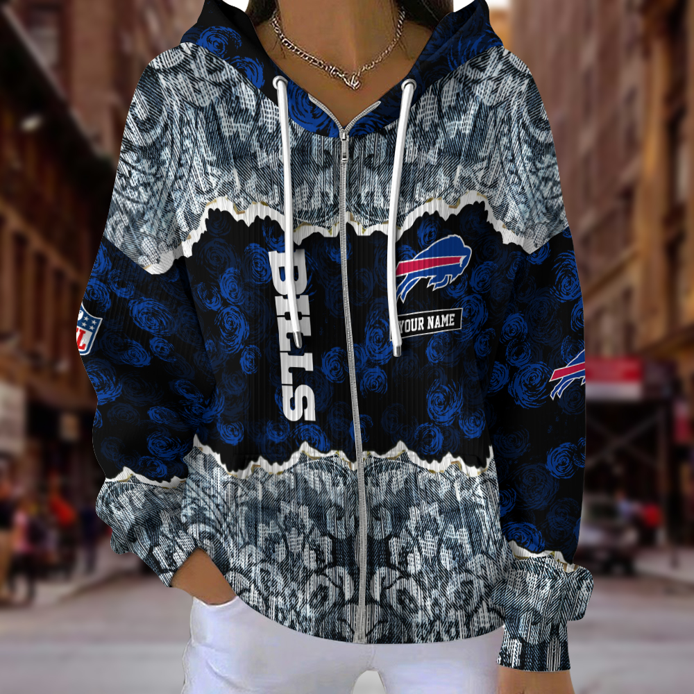 Buffalo Bills Women Ribbed Zip Hoodie SPTWRDH036